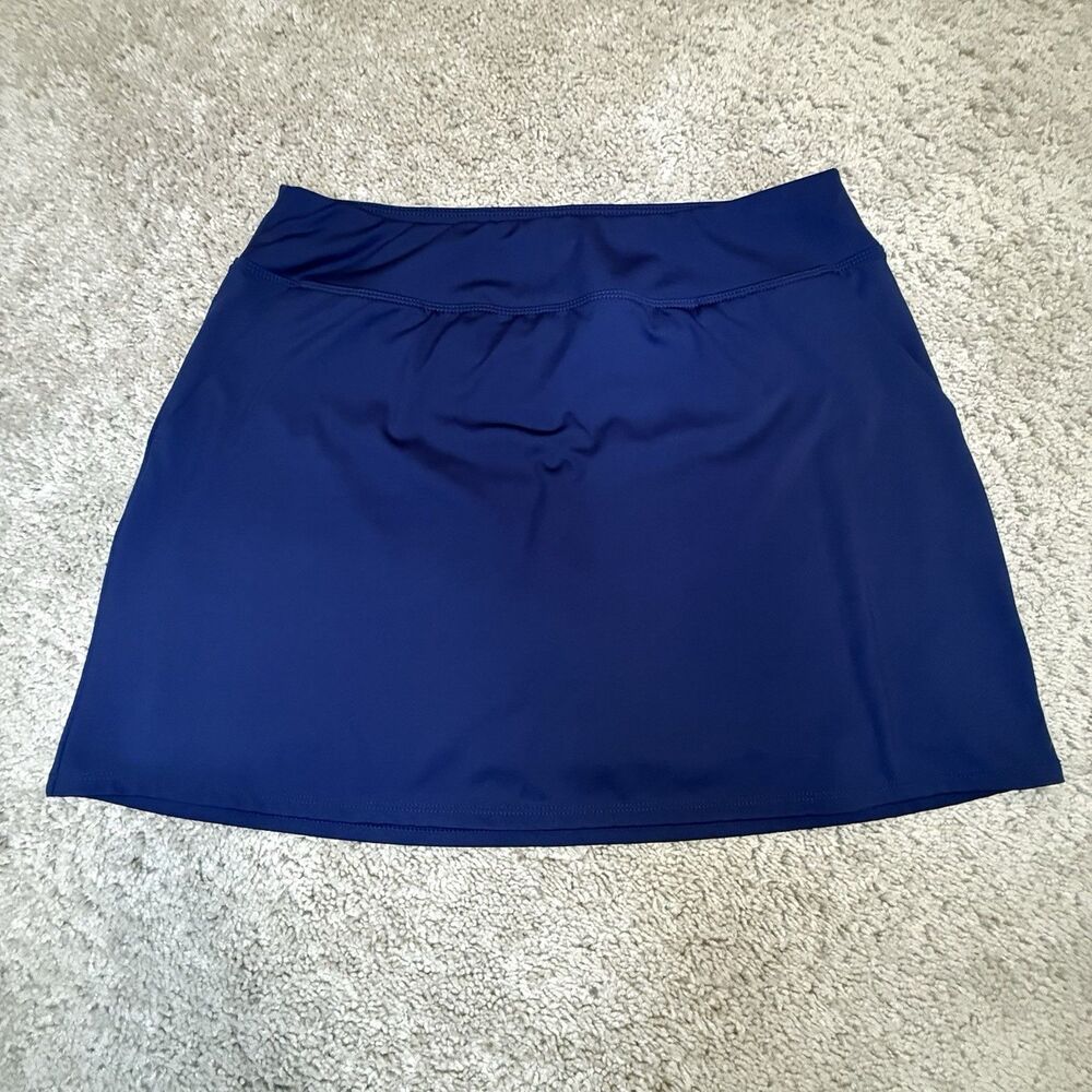 Tommy Bahama Active Navy Blue Pleated Golf Skort Women Medium Zip Pocket